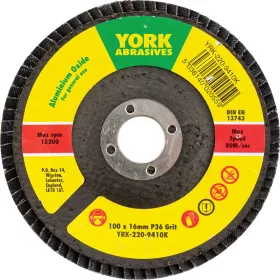   York 100x16mm al-ox lamellás csiszolótárcsa üvegszálas tányéron P36