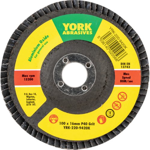 York 100x16mm al-ox lamellás csiszolótárcsa üvegszálas tányéron P40