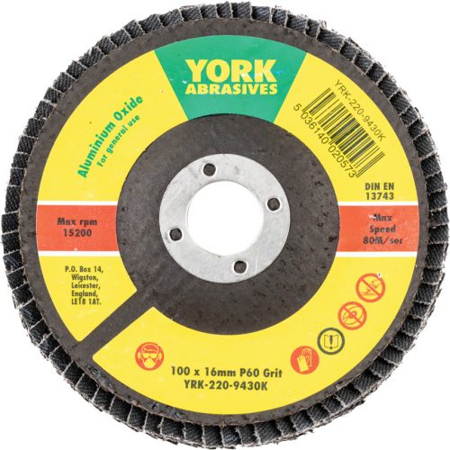 York 100x16mm al-ox lamellás csiszolótárcsa üvegszálas tányéron P60