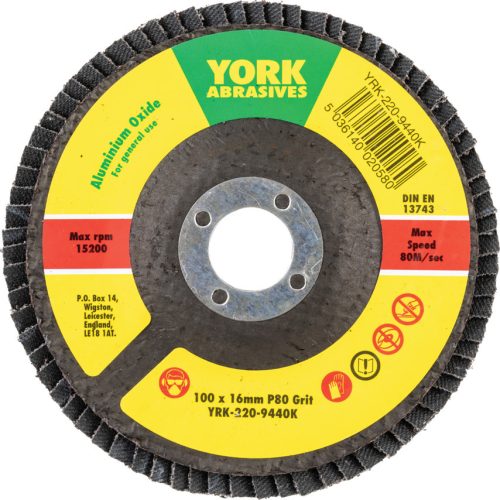 York 100x16mm al-ox lamellás csiszolótárcsa üvegszálas tányéron P80
