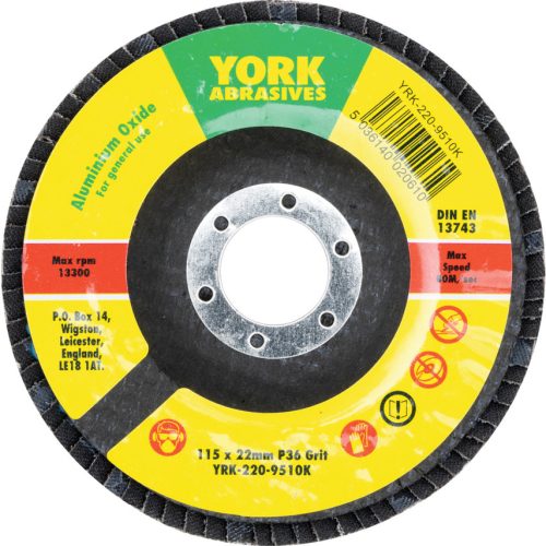 York 115x22mm al-ox lamellás csiszolótárcsa üvegszálas tányéron P36