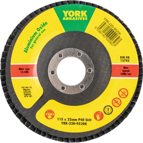 York 115x22mm al-ox lamellás csiszolótárcsa üvegszálas tányéron P40