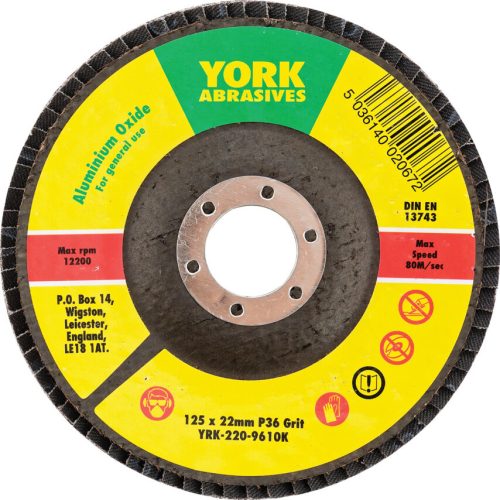 York 127x22mm al-ox lamellás csiszolótárcsa üvegszálas tányéron P36