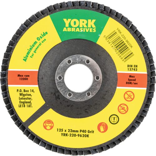 York 127x22mm al-ox lamellás csiszolótárcsa üvegszálas tányéron P40