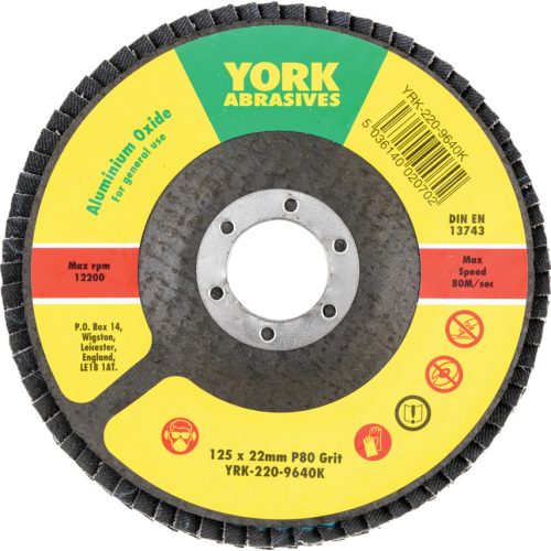 York 127x22mm al-ox lamellás csiszolótárcsa üvegszálas tányéron P80
