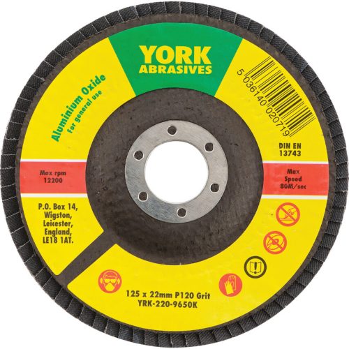 York 127x22mm al-ox lamellás csiszolótárcsa üvegszálas tányéron P120