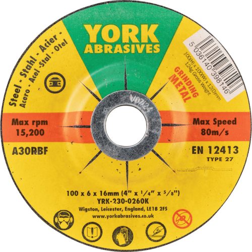 York 100x6x16 A30RBF DPC tisztítókorong, T27