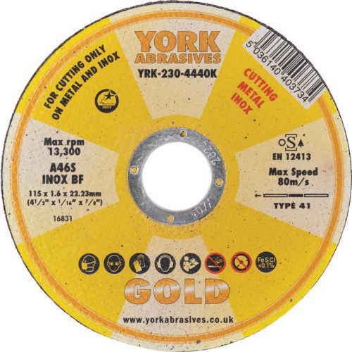 York 115x1.6x22.23mm A46S inox BF vágókorong