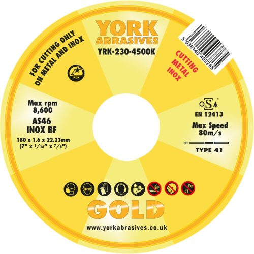 York 180x1.6x22.23mm as46 inox BF vágókorong
