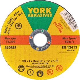 York 100x3x16  A30RBF lapos vágókorong T41