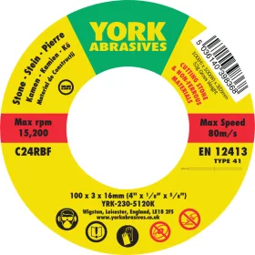 York 100x3x16  C24RBF lapos vágókorong T41