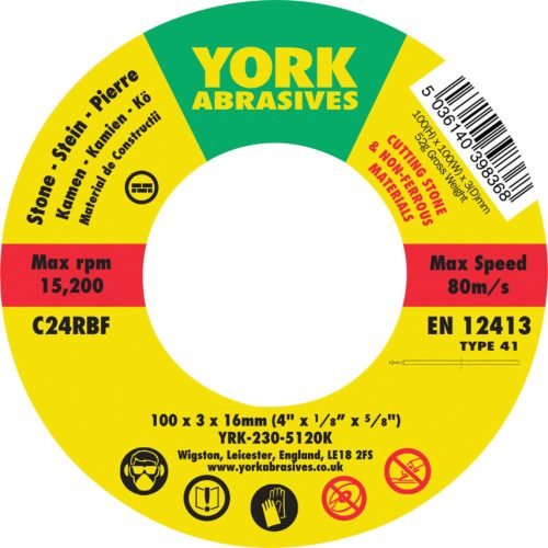 York 100x3x16  C24RBF lapos vágókorong T41