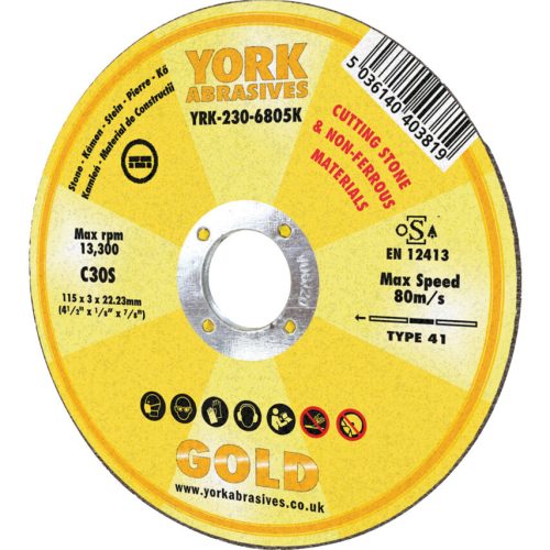 York 115x3x22.23mm C30S lapos vágókorong kőhöz