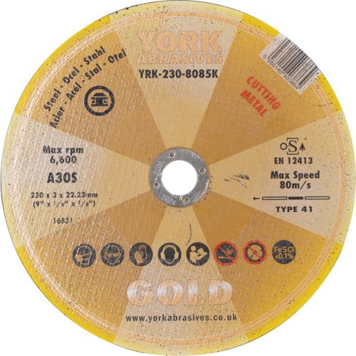 York 230x3x22.23mm A30S lapos vágókorong
