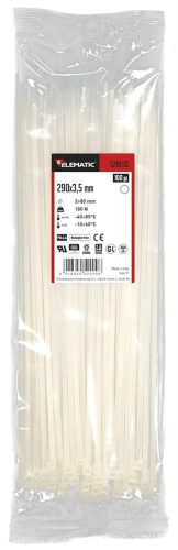 Elematic Kötegelő 4,5x290mm 100db/csom.   max átm. 79mm fehér