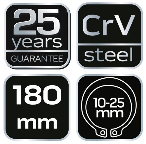 Neo Tools Zégergyűrű fogó 180mm, külső, egyenes, CrMo, 19 - 60mm, csúcs diameter 1,8 - 2,5mm