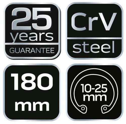 Neo Tools Zégergyűrű fogó 180mm, belső, egyenes, CrMo, 19 - 60mm, csúcs diameter 1,8 - 2,5mm