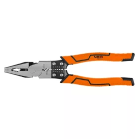  Neo Tools Kombinált fogó, multifunkciós, vezetékcsupaszító és krimpelő funkcióval, polírozott króm vanádium, 220mm