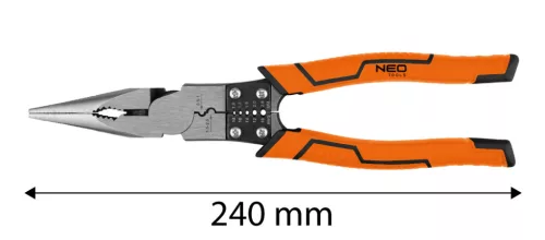 Neo Tools Oldalcsípő fogó, multifunkciós, vezetékcsupaszító és krimpelő funkcióval, polírozott króm vanádium, 220mm