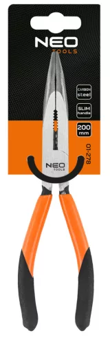 Neo Tools Hajlított csőrű fogó 200mm, Slim széria, keskenyített fogantyú