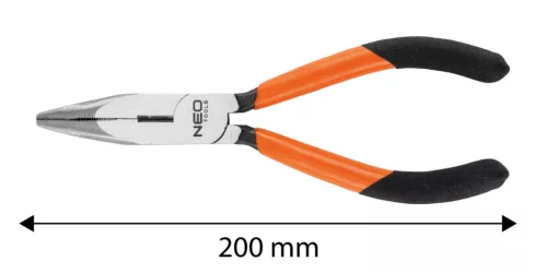 Neo Tools Hajlított csőrű fogó 200mm, Slim széria, keskenyített fogantyú
