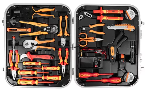Neo Tools Szerszámkészlet villanyszerelőknek, 25 részes, kofferben