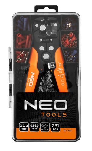 Neo Tools Kábelcsupaszító fogó, automata 200mm + csatlakozók 230db