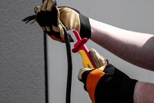 Neo Tools Kábelvágó kés 1000V, 180MM, szigetelt, kampós penge