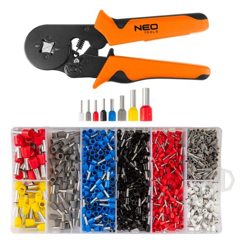 Neo Tools Érvéghüvely fogó 205mm, 4 sarkos, 1200db érvéghüvellyel