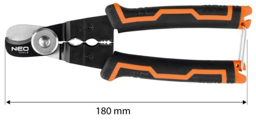 Neo Tools Kábelvávó fogó vezeték csupaszítóval 180mm, réz és alu kábelekhez 0.75-2.5mm2-ig