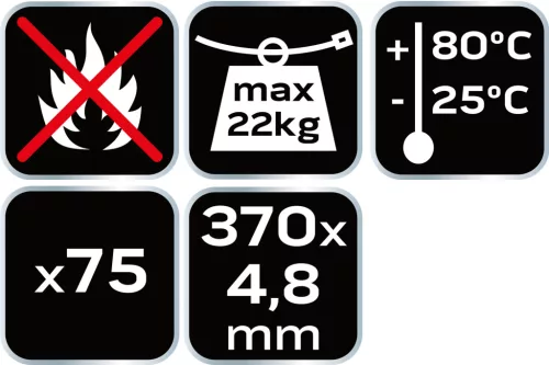 Neo Tools Kábelkötegelő, gyorskötöző, 4,8mm x 370mm, fehér, 75db/cs