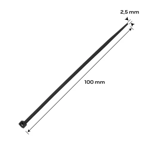 Neo Tools Kábelkötegelő, gyorskötöző, EXTREME, UV álló, fekete, 2,5x100mm, 100db/cs