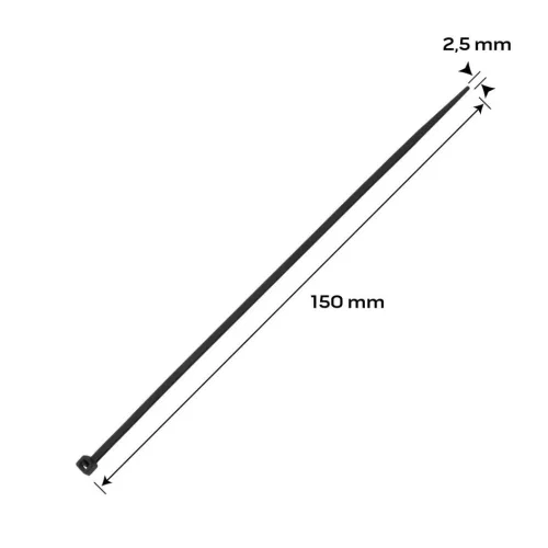Neo Tools Kábelkötegelő, gyorskötöző, EXTREME, UV álló, fekete, 2,5x150mm, 100db/cs