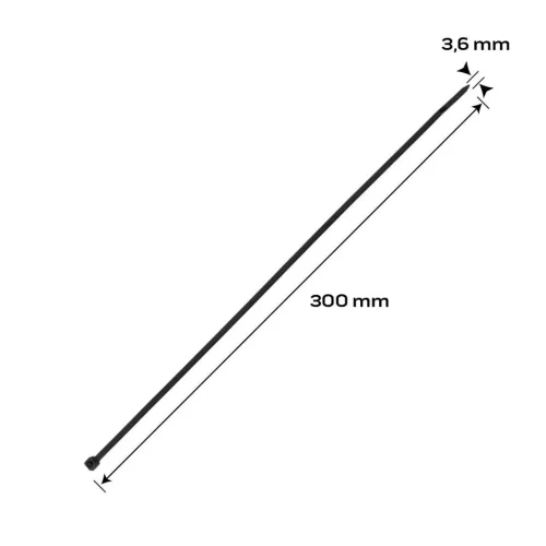 Neo Tools Kábelkötegelő, gyorskötöző, EXTREME, UV álló, fekete, 3,6x300mm, 100db/cs