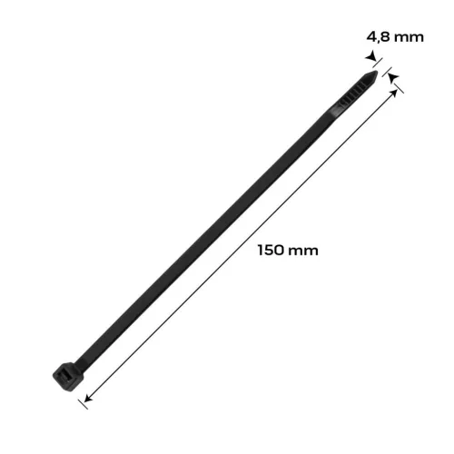 Neo Tools Kábelkötegelő, gyorskötöző, EXTREME, UV álló, fekete, 4,8x150mm, 100db/cs