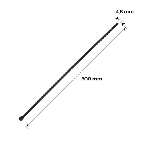 Neo Tools Kábelkötegelő, gyorskötöző, EXTREME, UV álló, fekete, 4,8x300mm, 100db/cs