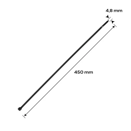 Neo Tools Kábelkötegelő, gyorskötöző, EXTREME, UV álló, fekete, 4,8x450mm, 50db/cs