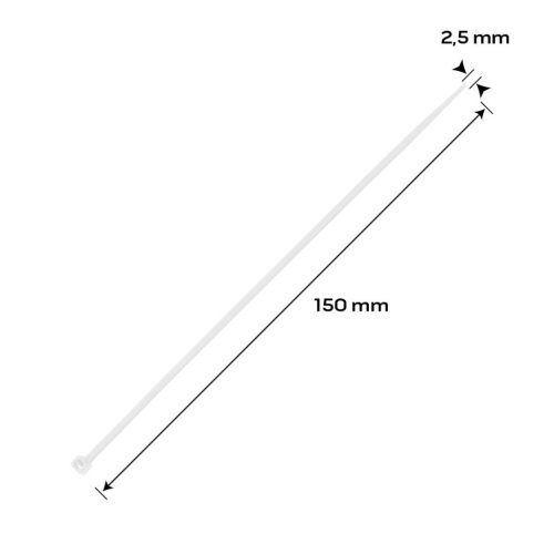 Neo Tools Kábelkötegelő, gyorskötöző, EXTREME, UV álló, fehér, 2,5x150mm, 100db/cs
