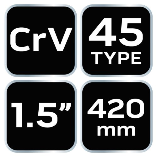 Neo Tools Csőfogó 45fok, 1,5", CrV, Line, 420mm
