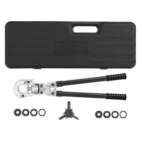   Neo Tools Csőcsatlakozó prés készlet PEX csatlakozókhoz, cserélhető fejekkel, csőkalibráló szerszámmal