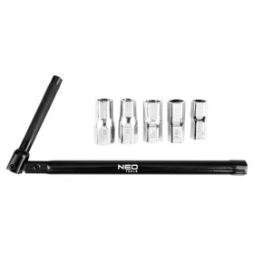   Neo Tools Csaptelepkulcs, csuklós 250mm, 5+1 cserélhető fej, 8-13mm
