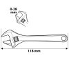 Neo Tools Állítható villáskulcs, csavarkulcs rövid, 118mm, 0-28mm