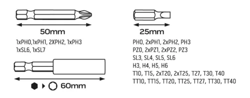 Neo Tools Akkus csavarozó 3,6V, dobozban, bitekkel