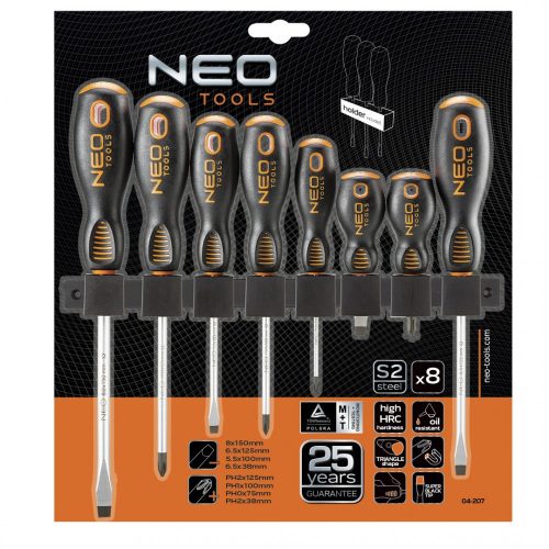 Neo Tools csavarhúzó készlet 8r. gumírozott nyéllel