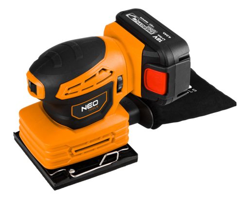Neo Tools Akkus szénkefementes rezgőcsiszoló alapgép, 3 cserélhető talppal, Energy+ (18V) (akku és töltő nélkül)