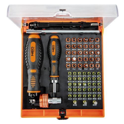 Neo Tools Csavarhúzó bitkészlet, hajtószárral 73db