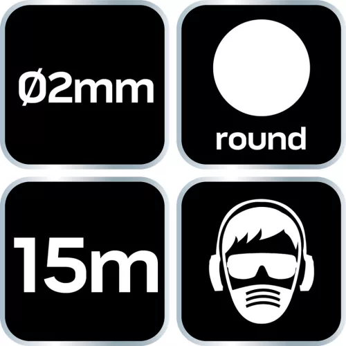 Neo Tools Damil, szegélynyírókhoz/kaszákhoz, 2mm/15m, kerek profil