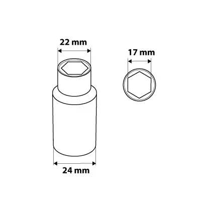 Neo Tools Dugókulcs 17mm, 1/2", hosszú hatlapú