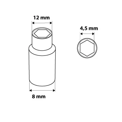 Neo Tools Dugókulcs 4.5mm, 1/4", hosszú hatlapú