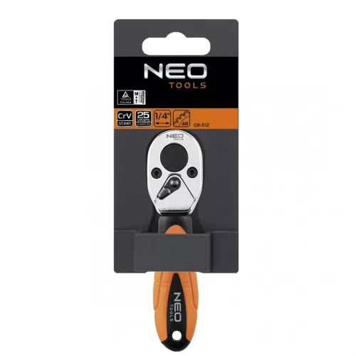 Neo Tools racsnis hajtókar 1/4"105mm váltós 48fog